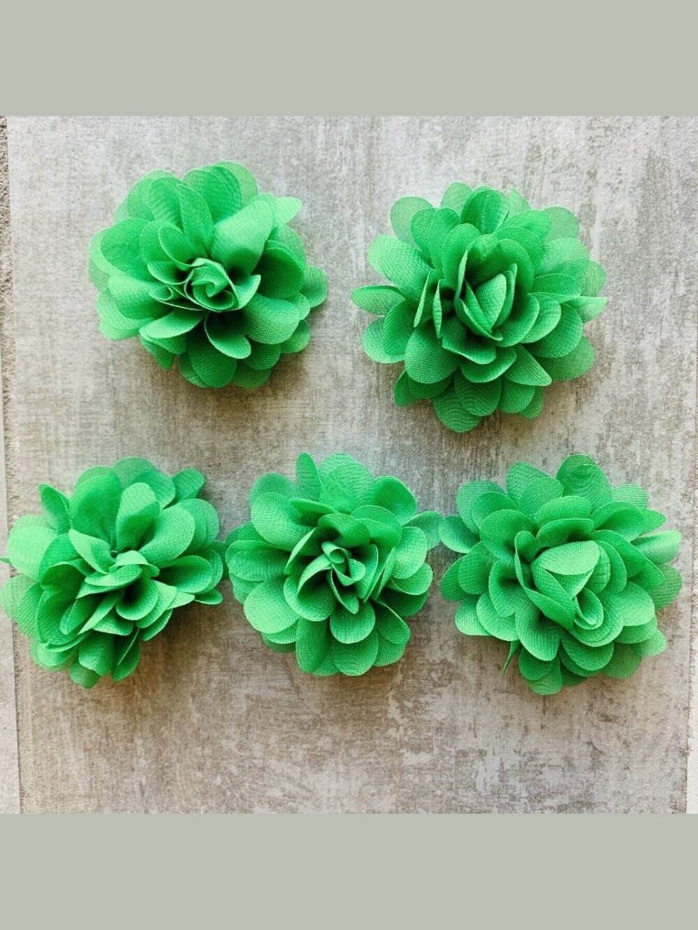 Handmade Set of 5 Chiffon Flower Fridge Refrigerator Magnets Boho Decor Green